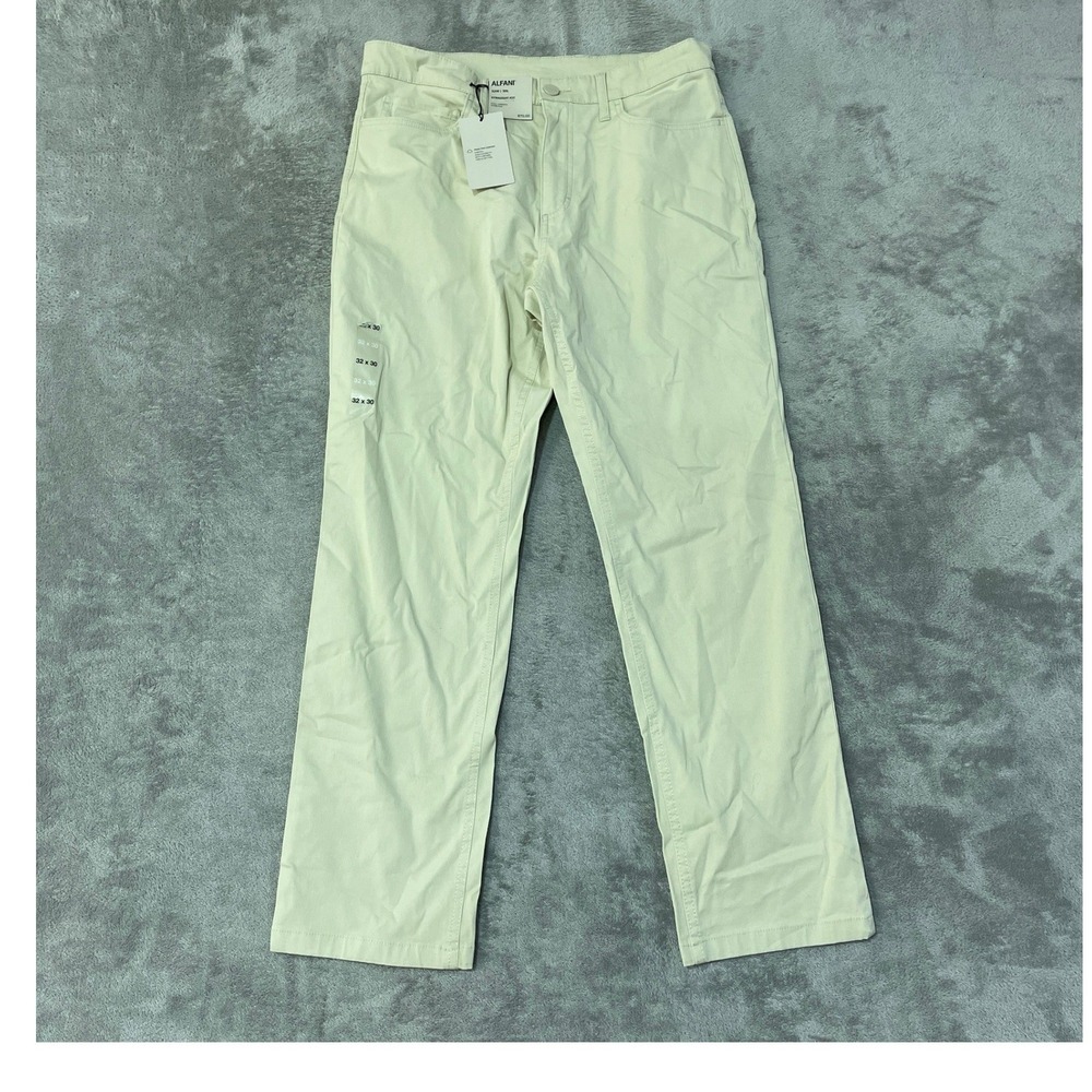 NWT Alfani Straight Fit Chino Pants Men's 32x30 Beige Cotton Blend Stretch